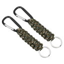 PATIKIL パラコードキーホルダー 2個入り 編組ストラップ 丈夫コード キーチェーンクリップ パラコードストラップ D字フッククリップ付き アウトドア キャンプ ハイキング 迷彩色