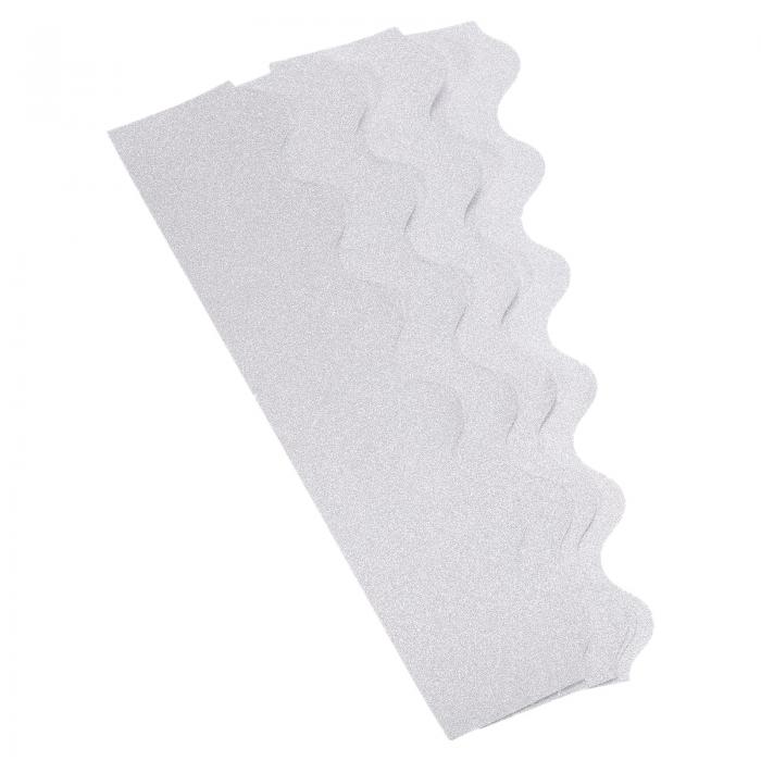 PATIKIL 7.5cm x 0.33m掲示板の枠線 30個入り スカラップトリムストリップ 壁の装飾 ロッカー教室用コルクポスター ブラックボード 白い黒板 シャインシルバー