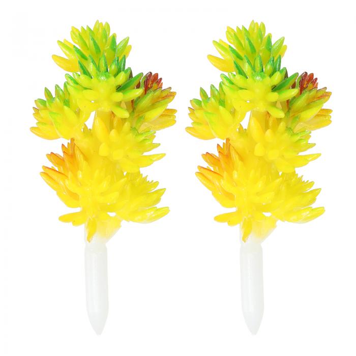 PATIKIL 人工多肉植物 2個入り 偽多肉植物 家の景観装飾 イエロー