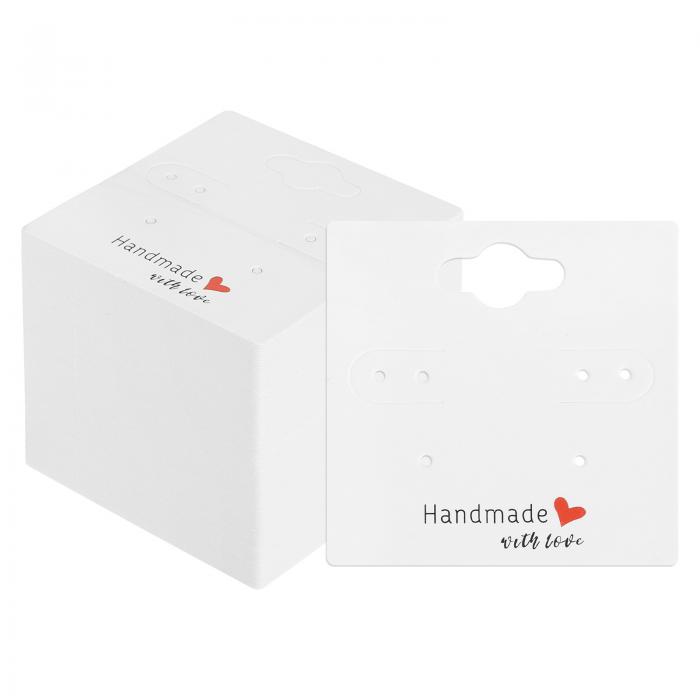 PATIKIL イヤリングディスプレイカード 100個 紙イヤリングホルダー空白タグ正方形段ボール イヤリングイヤースタッドスタイル2用 ホワイト