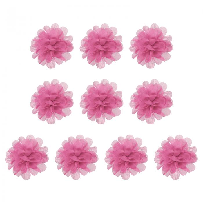 PATIKIL 7 cm シフォン製花 メッシュ生地の花 DIY花 10個 縫製生地 アップリケヘッドバンド DIYクラフト結婚式装飾用 ピンク