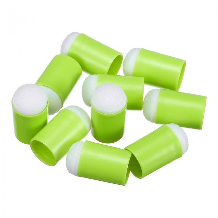 PATIKIL フィンガースポンジドーバー 10個 フィンガーペイントスポンジセット クラフト描画スポンジドーバー アートインキ工芸 カード作り チョーク用 緑