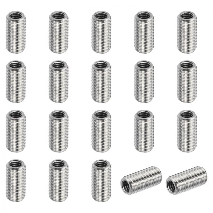 PATIKIL スレッドアダプタースリーブリデューシングナット 20個M6x1.0メスからM4x0.7メスへの修理インサートナットスクリューレデューサーコンバージョンステンレス鋼12mm