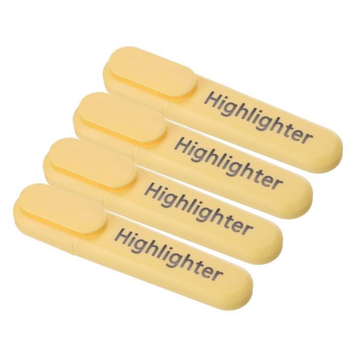 PATIKIL 蛍光ペン 4個 水性ブロードチップ 筆記マーカーペン オフィス 家庭 日常用 スタイル1 イエロー