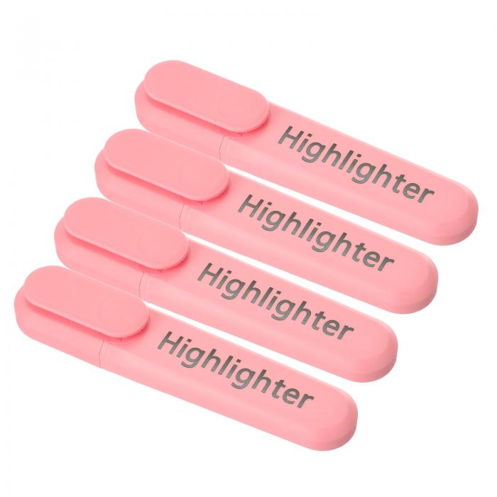 PATIKIL 蛍光ペン 4個 水性ブロードチップ 筆記マーカーペン オフィス 家庭 日常用 スタイル1 ピンク