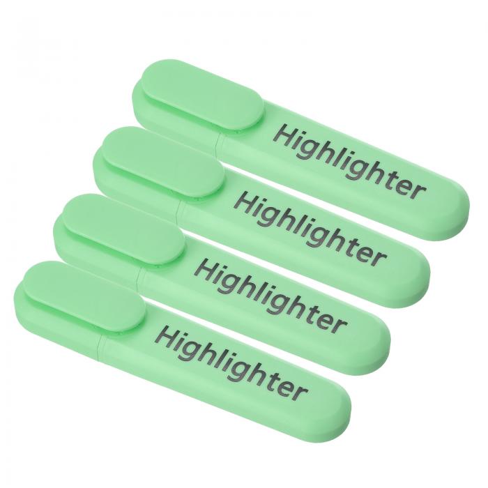 PATIKIL 蛍光ペン 4個 水性ブロードチップ 筆記マーカーペン オフィス 家庭 日常用 スタイル1 緑