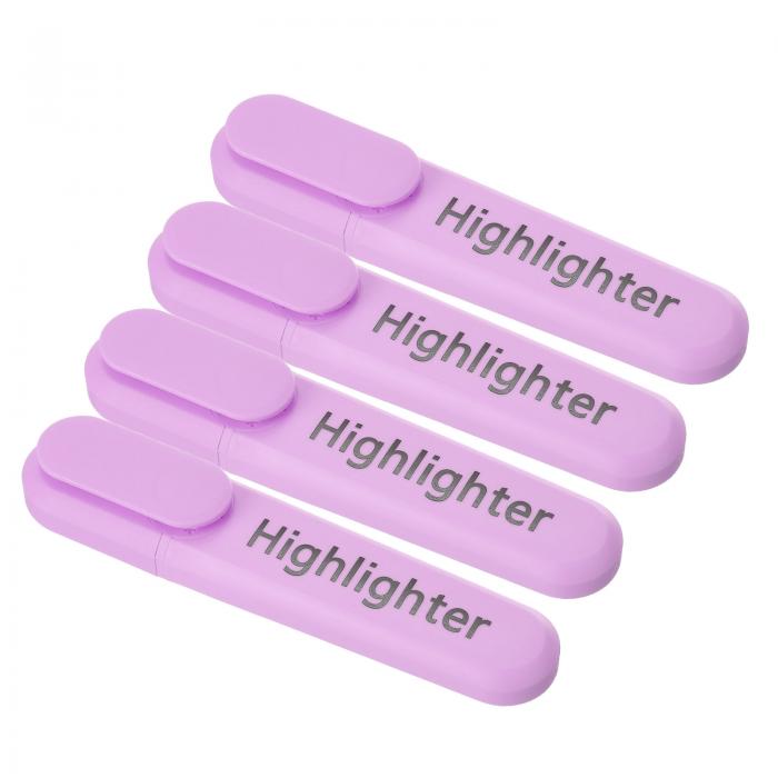 PATIKIL 蛍光ペン 4個 水性ブロードチップ 筆記マーカーペン オフィス 家庭 日常用 スタイル1 パープル