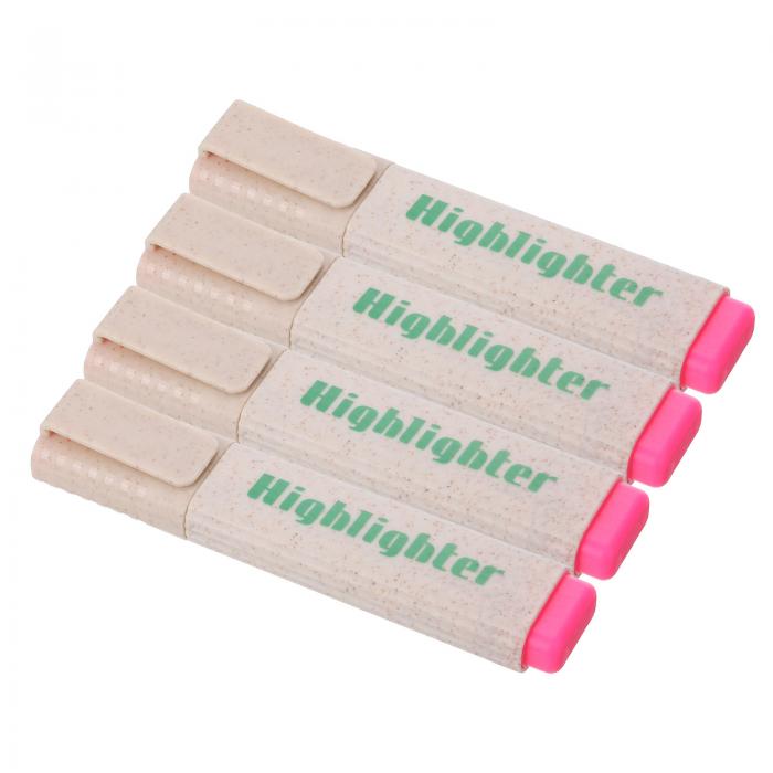 PATIKIL 蛍光ペン 4個 水性ブロードチップ 筆記マーカーペン オフィス 家庭 日常用 スタイル2 ピンク