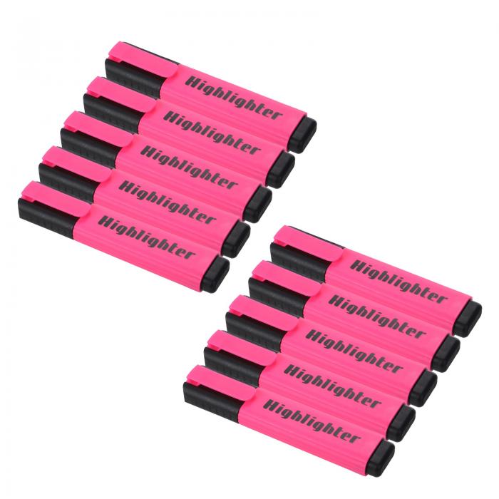 PATIKIL 蛍光ペン 10個 水性ブロードチップ 筆記マーカーペン オフィス 家庭 日常用 スタイル3 ピンク