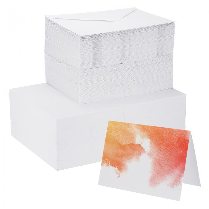 PATIKIL 200セット じゅん綿水彩カード 140ポンド/300 GSM ポストカードと封筒 アートペイントクリエイティブなお礼ノート用 5x7