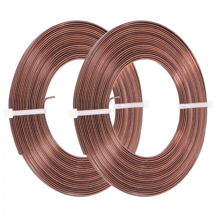 PATIKIL 5 M 平角アルミ線 2ロール 18ゲージ 折り曲げ可能 陽極酸化アルミニウム線 3 mm幅 ビーズクラフトワイヤー ジュエリー製作用 ブラウン