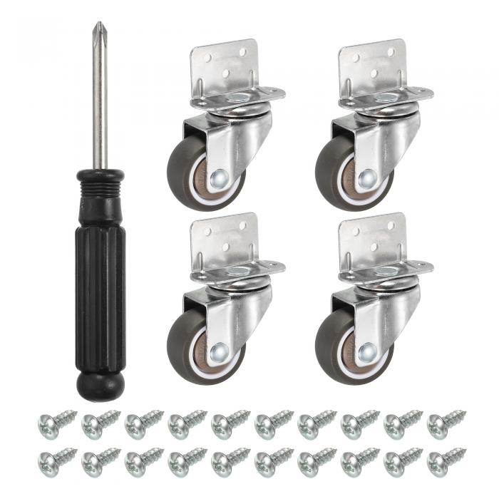 PATIKIL L字型プレート回転キャスターホイール1.5" 4個セット 家具や花台に取り付けるため TPEサイドマ..