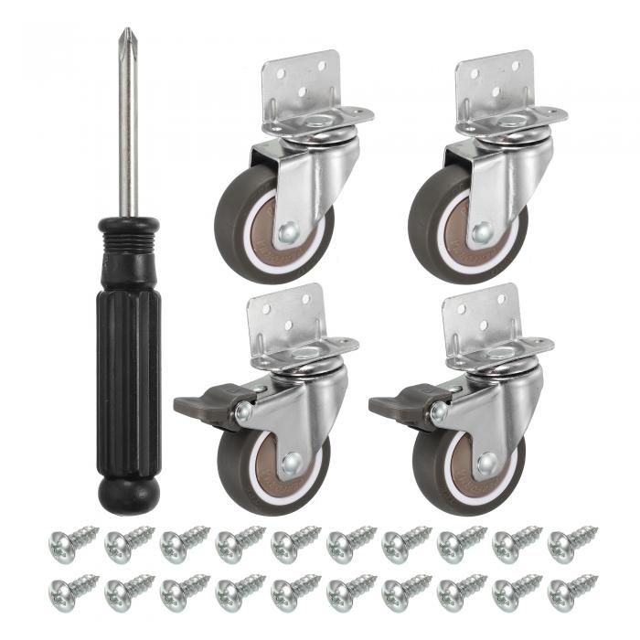 PATIKIL L字型プレートスイベルキャスターホイールコンボ2" 4個セット 家具や花台用 ブレーキ付きベア..