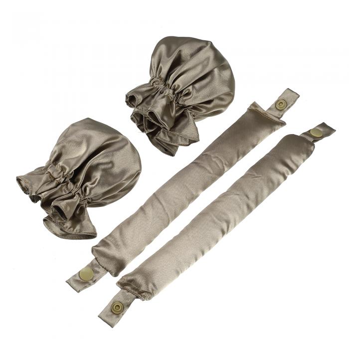 VOCOSTE ヒートレスヘアカーラー4本 サテンヒートレスカーリングロッドヘッドバンド ヘアキャップセット付き 就寝用ヘアカーラー ロングヘア用ヒートレスヘア...