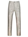 Lars Amadeus ロングパンツ スパンコール シャイニー メタリック スラックスパンツ 光沢 パンツ ディスコ パーティーダンス メンズ ライトグレー 34(4)