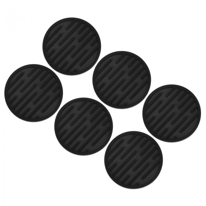 uxcell ドリンクコースター 6個セット シリコン製ドリンクコースター 丸型の滑り止め耐熱コースター バー クラブ オフィス コーヒーテーブル用 ブラック