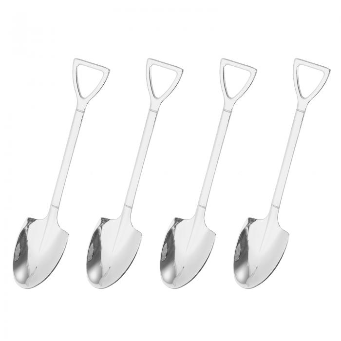 uxcell 155mmx35mmミニシャベルスプーン ステンレス製 コーヒースプーン デザートスプーン アイスクリームスプーン エスプレッソスプーン デザート ティー 砂糖 ケーキ 用 シルバー 4個