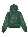 Allegra K 長袖ジャケット パーカー 無地 ジップアップ メッシュ シアー 通気性 ボンバー レディース ダークグリーン S