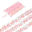 uxcell フラットスパンコールトリム ペイレットスパンコール生地リボン スパンコールストリップ 弾性 2ロー DIYクラフト用 ピンク 10M 2cm(4)