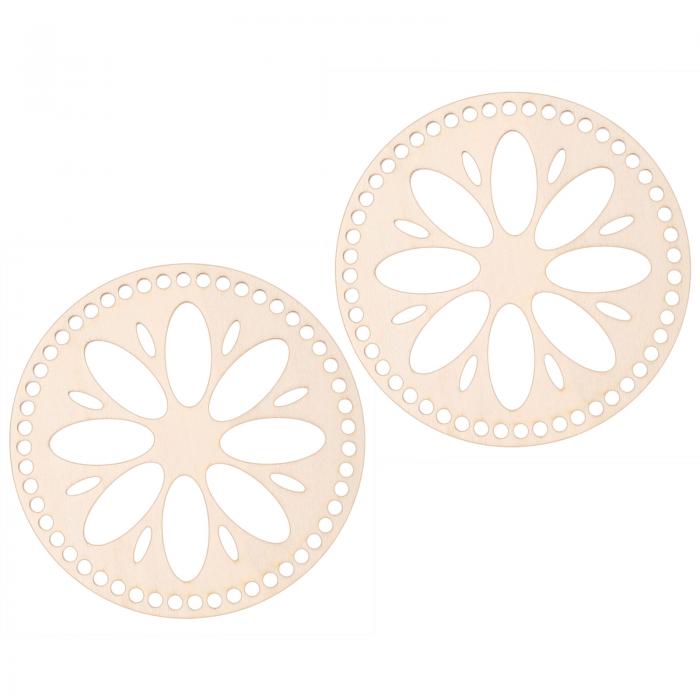 uxcell かぎ針編みのバスケットの底 かぎ針編みバッグベース 14 cm 丸いかぎ針編みの木製バスケットの底 かご編み 袋編み 編みベース用 2個入り