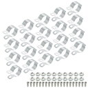 uxcell 20個セットのパイプクランプは 1-5/8"(40mm)のパイプに適合し 剛性ブラケット パイプストラップクランプ メタルスプリットリングパイプハンガー パイプサポート用