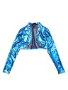 Allegra K ハロウィン コスチューム クロップド ボレロ カーディガン パーティー 光沢 軽量 メタリック ハロウィン衣装 レディース ブルー L