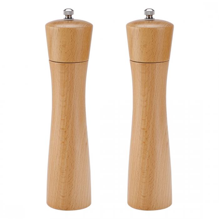 uxcell 2個入り 21.5cm木製ペッパーミルシェーカー 粗さを調整可能 味付け用 食事の準備 料理 ダイニング用