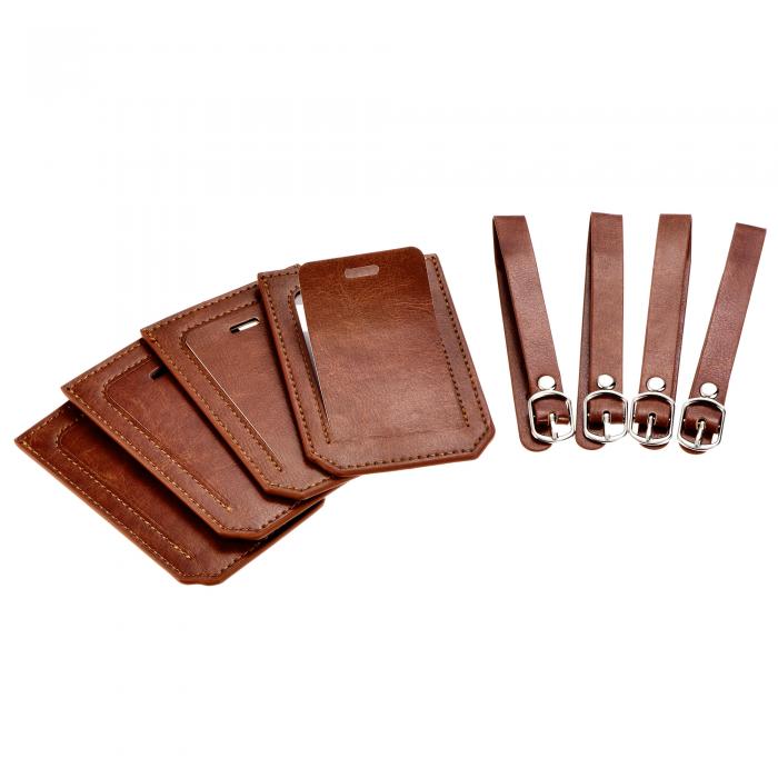 uxcell ラゲッジタグPUホルダー 10x7 cm 手荷物ラベル識別子 ストラップ付き バックパック旅行バッグス..