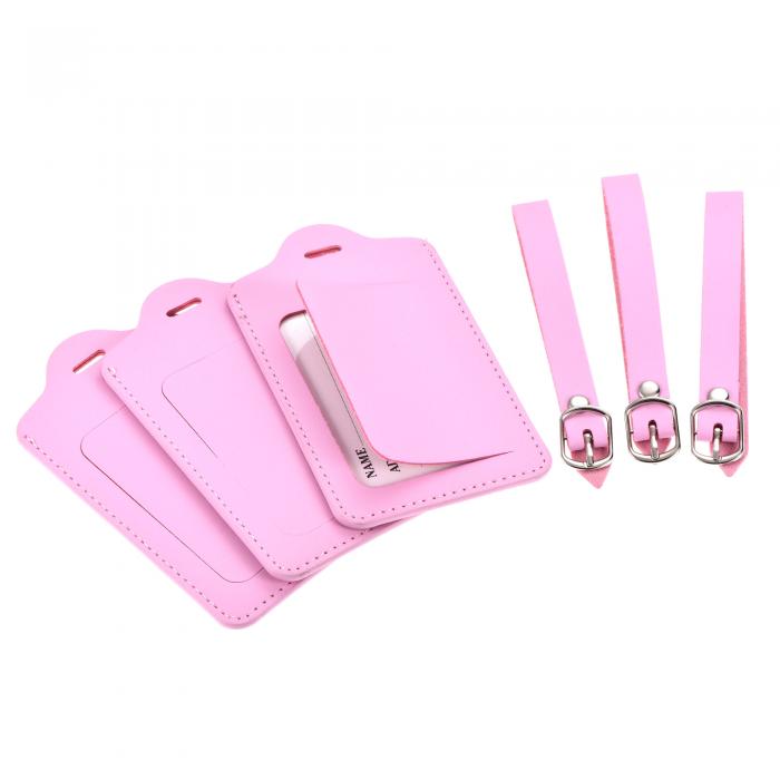 uxcell ラゲッジタグPUホルダー 12x7 cm 手荷物ラベル識別子 ストラップ付き バックパック旅行バッグス..