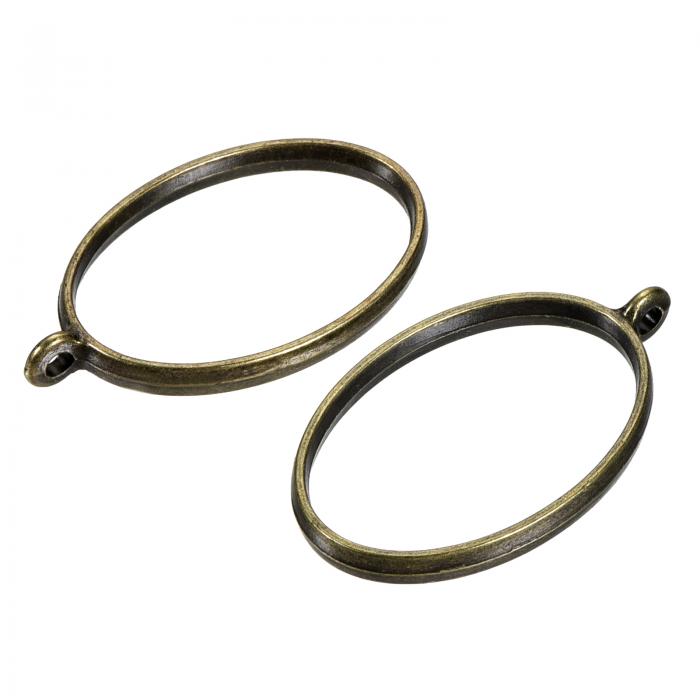 uxcell レジ ンペンダントフレーム 楕円形の幾何学模様 合金中空オープンバックチャーム DIYクラフト用 ブロンズ 20個入り