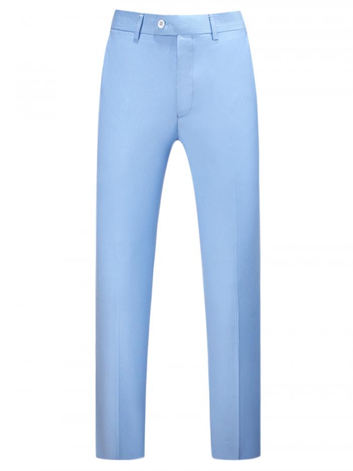 Lars Amadeus チノパンツ カジュアル ストレート フィット コンフォート ストレッチ フラットフロント メンズ ブルー 36