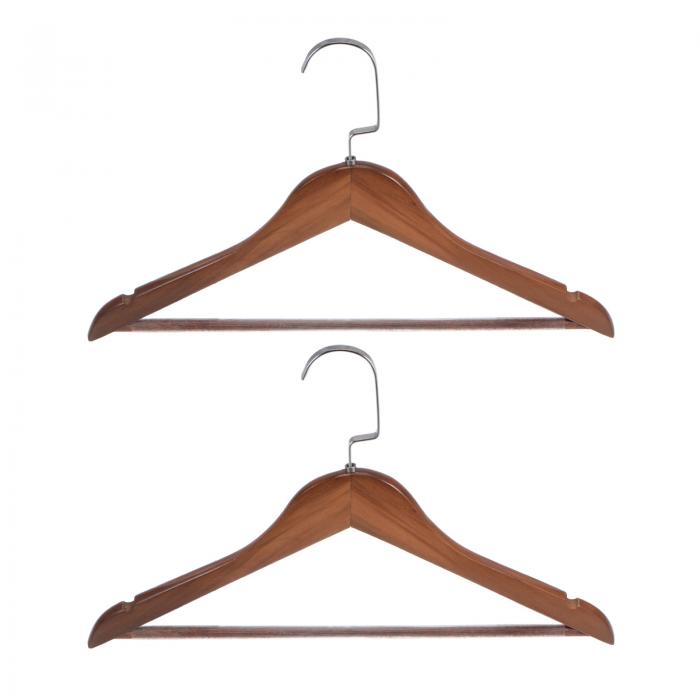 uxcell B17 ソリッド洋服ハンガー スーツハンガー コートハンガー 滑り止め Uノッチ レトロ ステンレス鋼フック付き 380mm長さ 2個入り