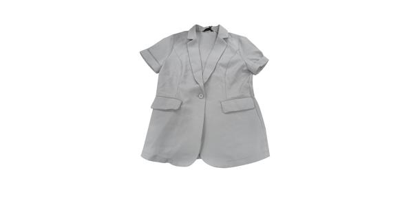 Allegra K ジャケット オフィススーツ 半袖 ブレザー 1つボタン レディース ライトグレー XL