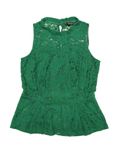 Allegra K ペプラムトップス レース 花柄 フリルネック キーホールバック ノースリーブ レディース グラスグリーン XL Allegra K ペプラムトップス レース 花柄 フリルネック キーホールバック ノースリーブ レディース グラスグリーン XL