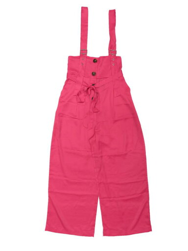 Allegra K サロペットパンツ ハイウエスト オーバーオール 前ボタン ワイドパンツ レディース ホットピンク L Allegra K サロペットパンツ ハイウエスト オーバーオール 前ボタン ワイドパンツ レディース ホットピンク L