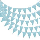 uxcell ペナントバナー フラグストリング 三角吊り 三角旗 布旗 お祝い 結婚式 誕生日パーティーの装飾用 10個 6 M ライトブルー