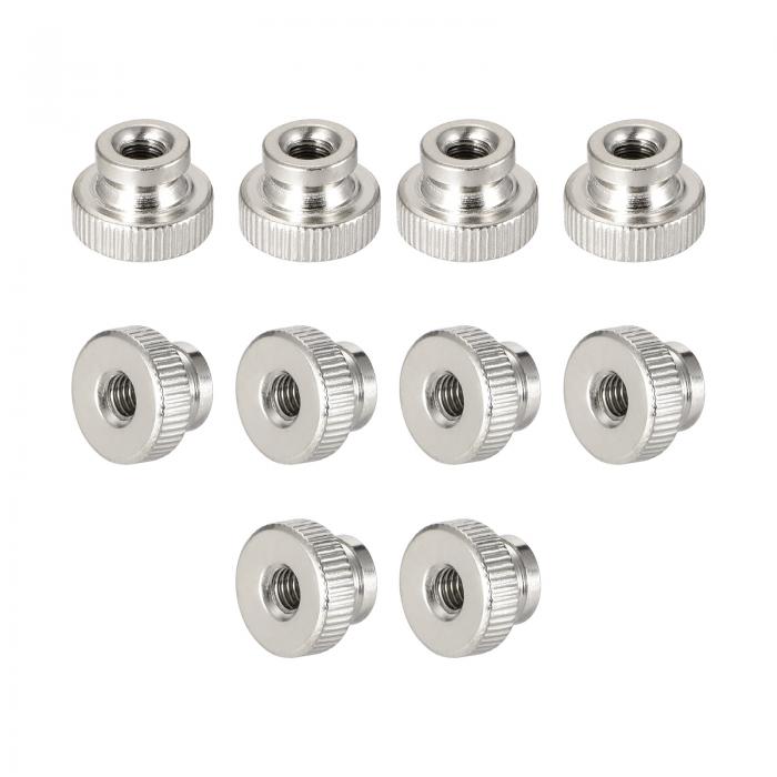 uxcell ローレットフィンガナット M8x1.25mm 鉄製 円形 つまみ締結具 3Dプリンタ部品 シルバートーン 1..