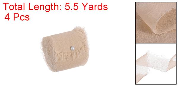 uxcell 4ロールシフォンリボン 25 mm x 5.5ヤード 手作りフリンジシフォンシルクリボン 花束 ギフト ラッピング 結婚式 招待状 DIYクラフト用 ナチュラル