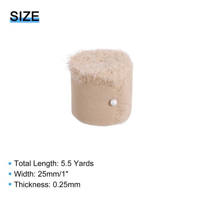 uxcell 4ロールシフォンリボン 25 mm x 5.5ヤード 手作りフリンジシフォンシルクリボン 花束 ギフト ラッピング 結婚式 招待状 DIYクラフト用 ナチュラル