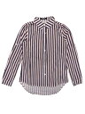 Allegra K ストライプシャツ ブラウス ロールアップ 長袖 カジュアル レディース ブルーレッド M