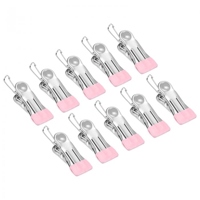 uxcell ステンレスハンガー 多機能ハンガー 洗濯ばさみ 留め金付き 屋外 衣類 掛け干しに使用 ピンク 1..