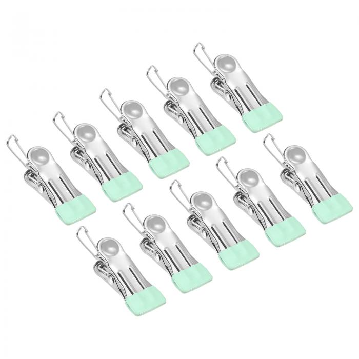 uxcell ステンレスハンガー 多機能ハンガー 洗濯ばさみ 留め金付き 屋外 衣類 掛け干しに使用 グリ ー..