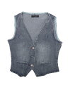 Allegra K デニムベスト ジーンズジャケット Vネック ボタンダウン ノースリーブ カジュアル レディース ダスティブルー M