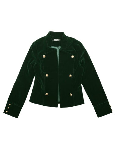 Allegra K ジャケット オープンフロント ボタン装飾ジャケット ベルベット ヴィンテージ スタンドカラー レディース ダークグリーン S Allegra K ジャケット オープンフロント ボタン装飾ジャケット ベルベット ヴィンテージ スタンドカラー レディース ダークグリーン S