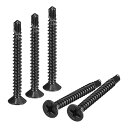 uxcell 板金ネジ #6 x 32 mm ブラック酸化物 410ステンレス鋼 フラットヘッドプラスドライブセルフドリルネジ 100個(4)