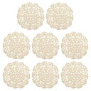 uxcell ファブリックコースター 綿織かぎ針編みドイリー レース刺繍カップクッション 花柄付き ウェディングパーティーの装飾用 ベージュ 8個入り 105 mm