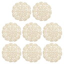 uxcell ファブリックコースター 綿織かぎ針編みドイリー レース刺繍カップクッション 花柄付き ウェディングパーティーの装飾用 ベージュ 8個入り 105 mm(3)