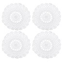uxcell ファブリックコースター 綿織かぎ針編みドイリー レース刺繍プレースクッション 花柄付き ウェディングパーティーの装飾用 ホワイト 4個入り 180...