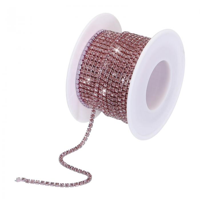 uxcell 水晶ラインストーンダイヤモンドクローズチェーントリム トリミングクローカップチェーン 9 M 2 mm 縫製 工芸品 DIY ジュエリー 結婚式装飾用 ライトパープルジェム ライトパープルベース