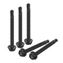 uxcell 板金ネジ 六角ワッシャ頭タッピングスクリュー 410ステンレス薄板 タッピングスクリュー 金属 木材用 ブラック 4.8 x 45mm 100個入...